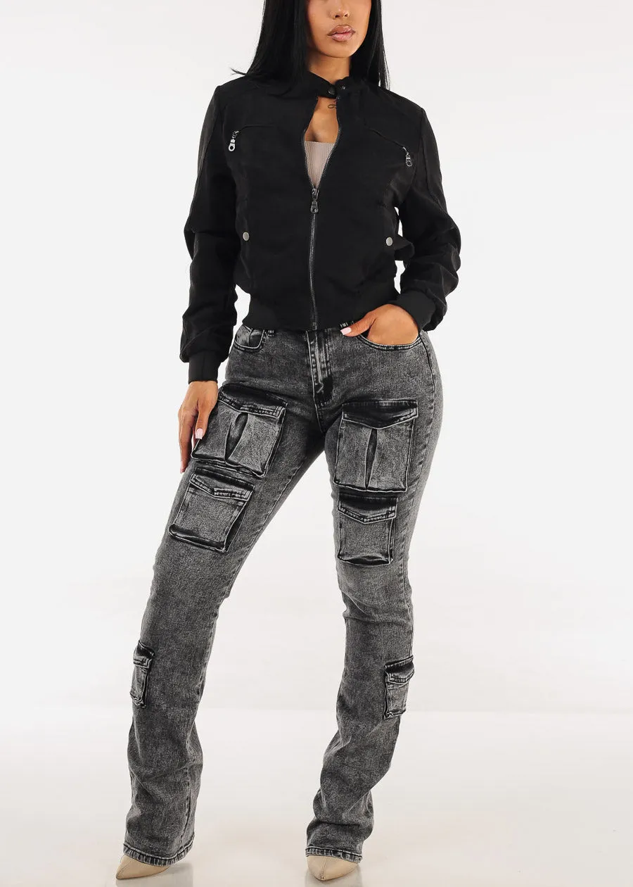 Long Sleeve Zip Up Jacket Black sold by Moda product image thumbnail 2