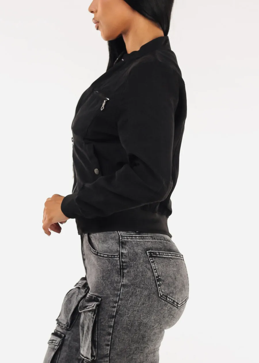 Long Sleeve Zip Up Jacket Black sold by Moda product image thumbnail 3