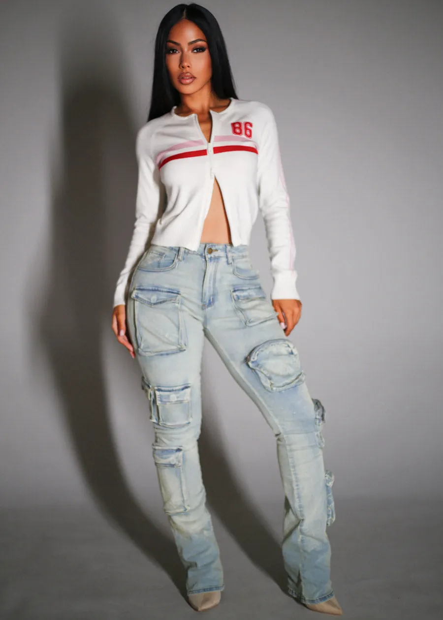 Long Sleeve Zip Up Stretch Sweater Off White sold by Moda product image thumbnail 2