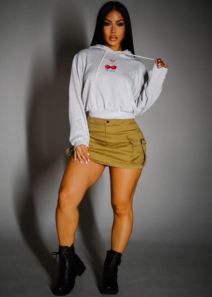 Long Sleeve Fleece Graphic Hoodie Heather Grey "Very Cherry" sold by Moda product image thumbnail 2