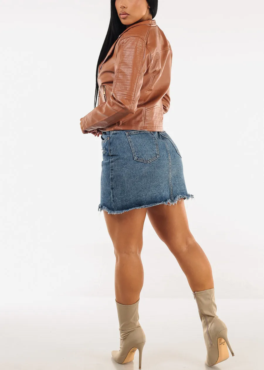 Distressed Med Blue Denim Mini Skirt w Belt sold by Moda product image thumbnail 5
