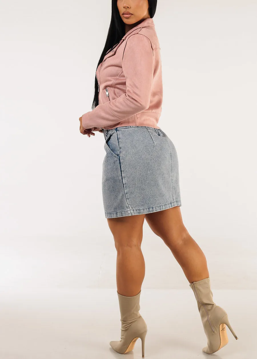 High Waist Denim Mini Skirt w Pockets sold by Moda product image thumbnail 5