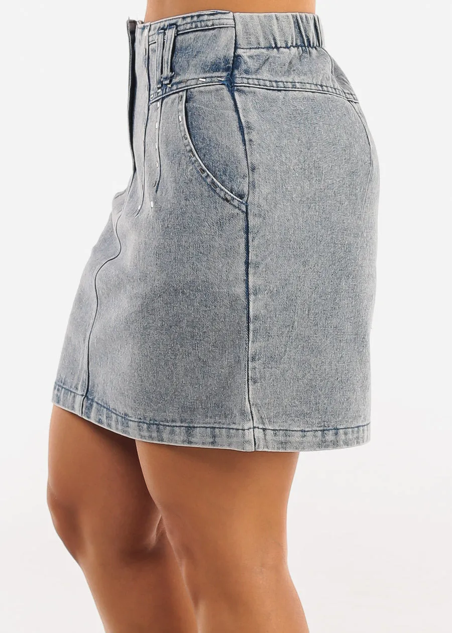 High Waist Denim Mini Skirt w Pockets sold by Moda product image thumbnail 3