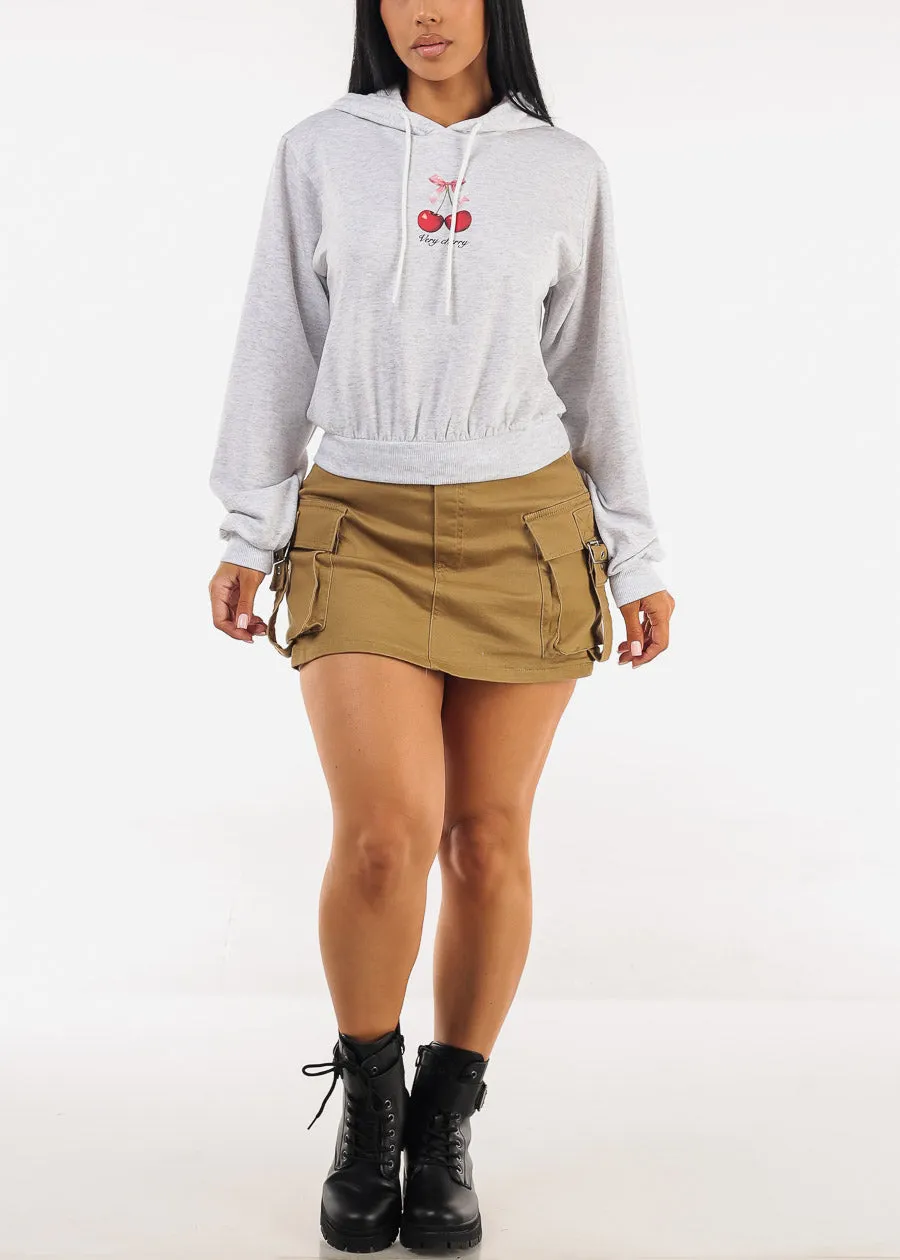 High Waist Stretch Cargo Mini Skort Dark Khaki sold by Moda product image thumbnail 5