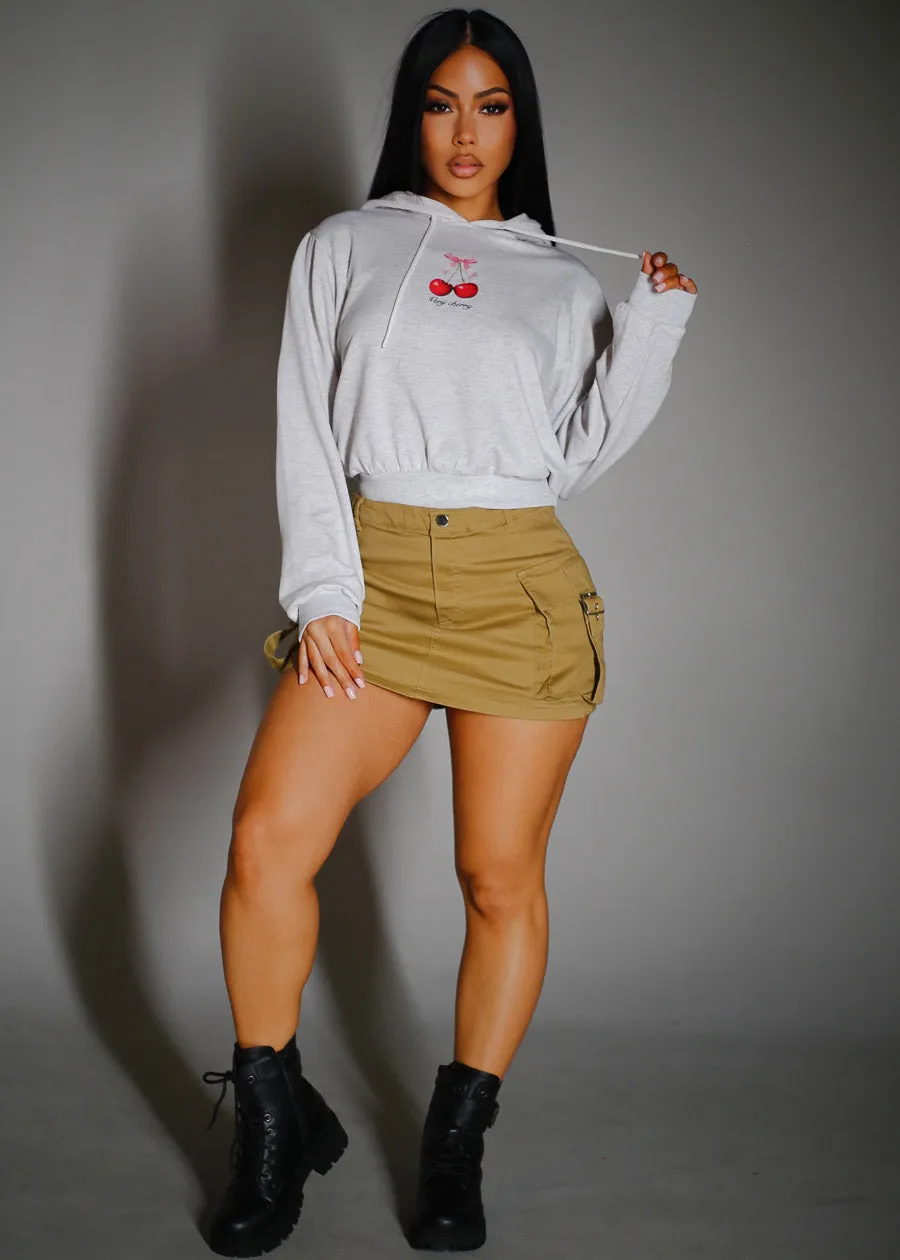 High Waist Stretch Cargo Mini Skort Dark Khaki sold by Moda product image thumbnail 2