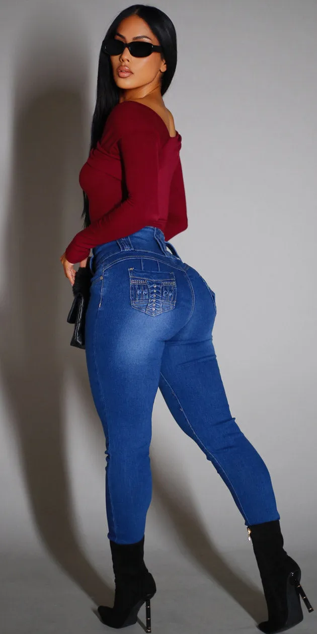 Wine Butt Lift Skinnies Look sold by Moda