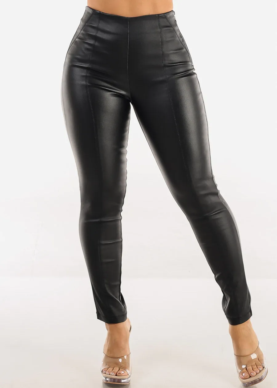 Butt Lift High Waist Coated Skinny Pants Black sold by Moda product image thumbnail 5