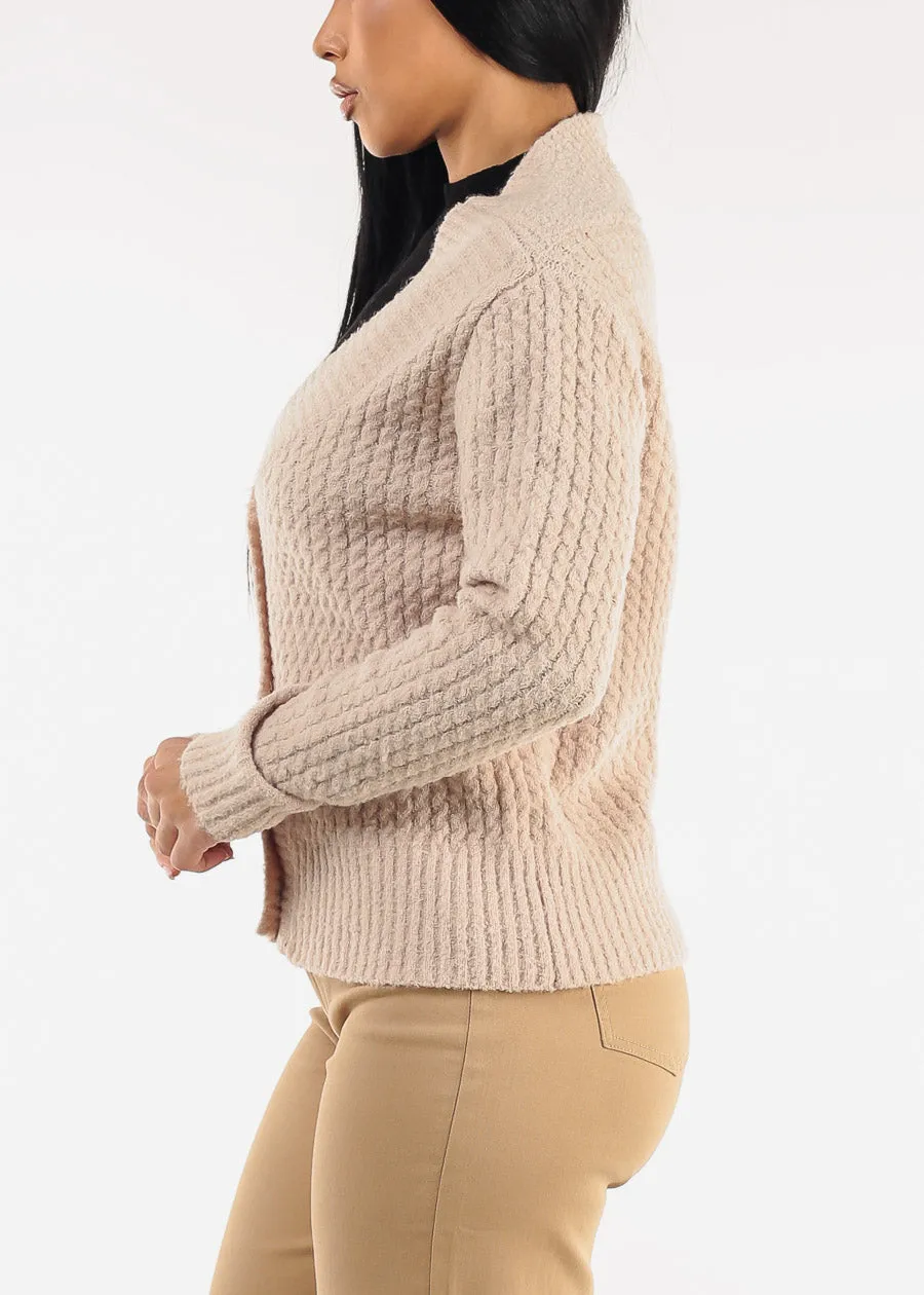 Long Sleeve Button Up Knitted Sweater Beige sold by Moda product image thumbnail 3