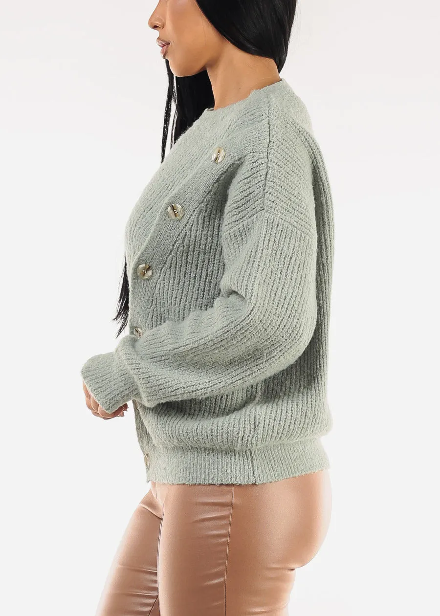 Long Sleeve Crewneck Knitted Sweater Mint sold by Moda product image thumbnail 3