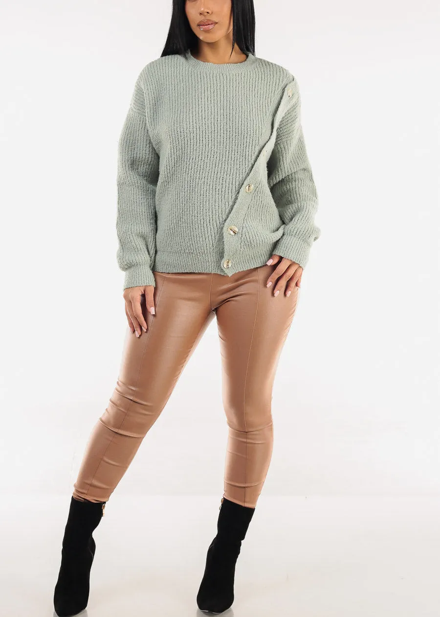 Long Sleeve Crewneck Knitted Sweater Mint sold by Moda product image thumbnail 2