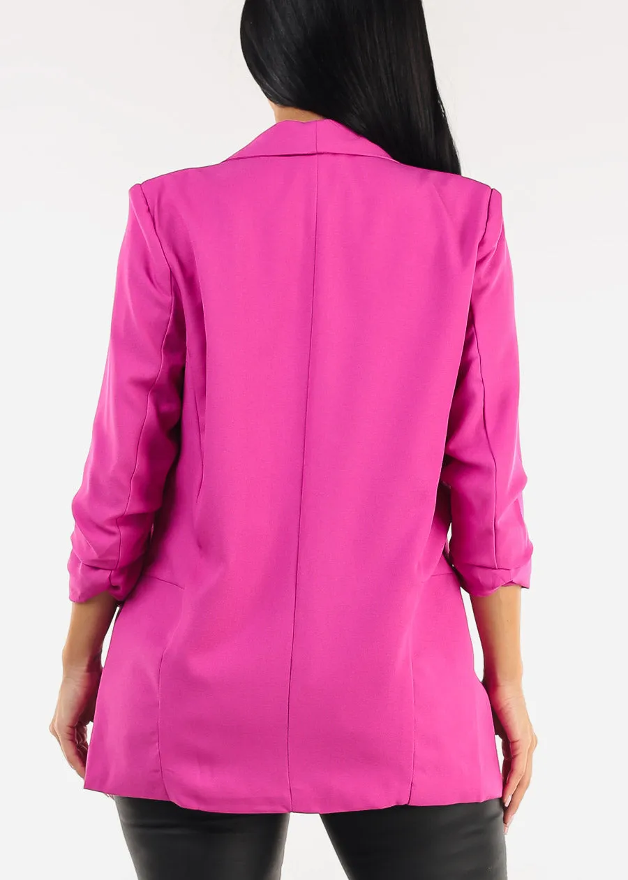 Quarter Sleeve Open Front Formal Blazer Fuchsia sold by Moda product image thumbnail 4