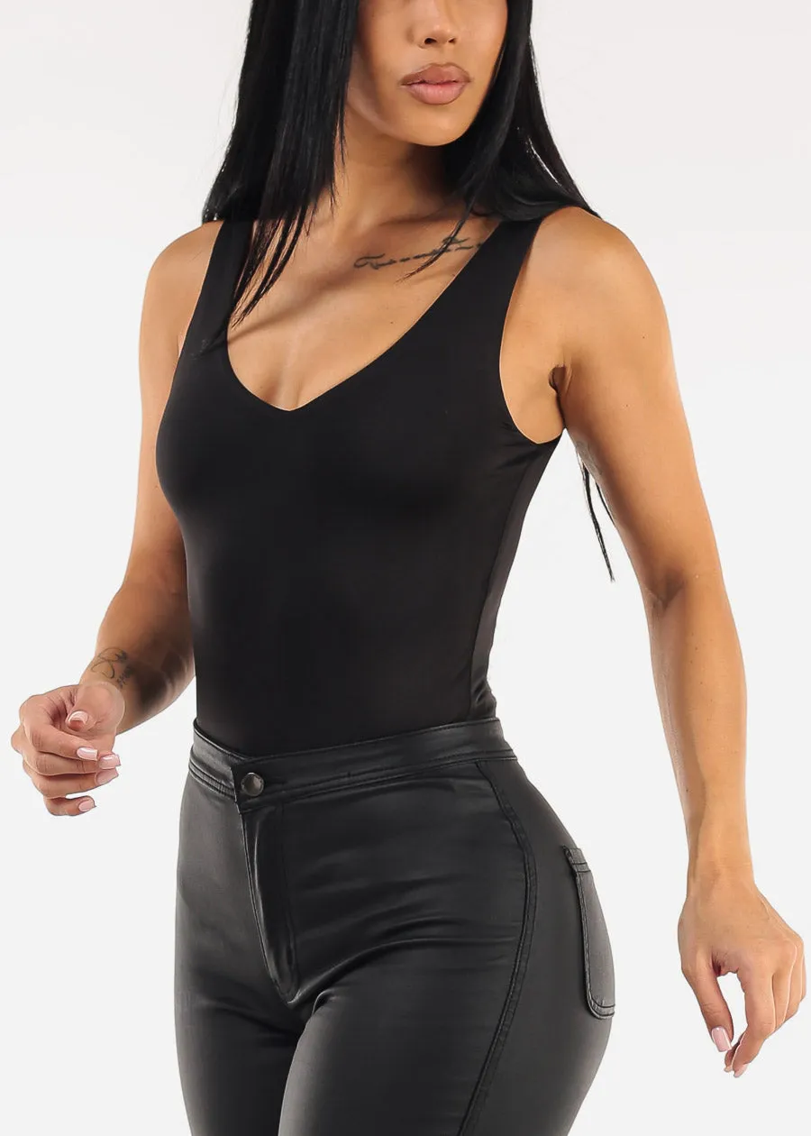 Black Sleeveless Vneck Stretch Thong Bodysuit sold by Moda product image thumbnail 5