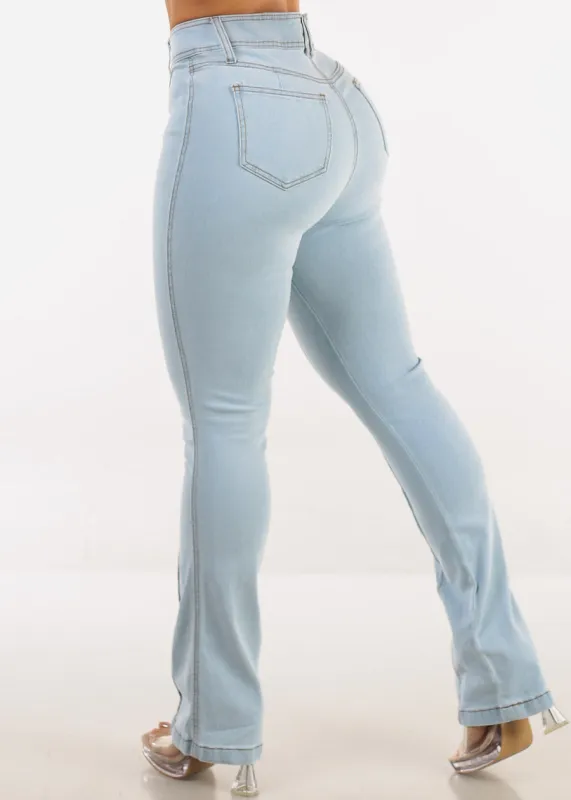 Butt Lift High Waist Stretch Bootcut Jeans Light Wash sold by Moda