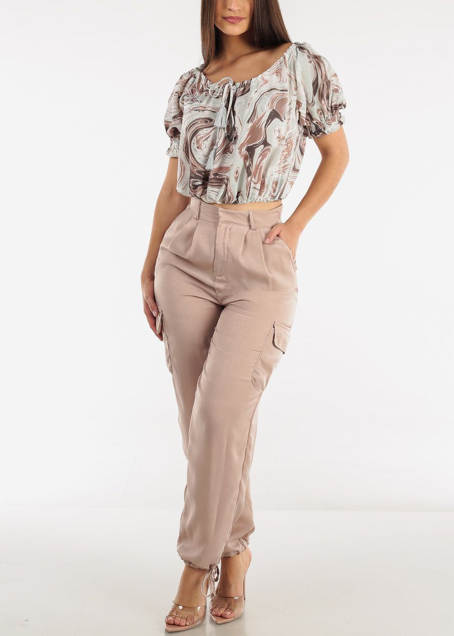 Off Shoulder Marble Print Top w Tassel Detail sold by Moda product image thumbnail 2