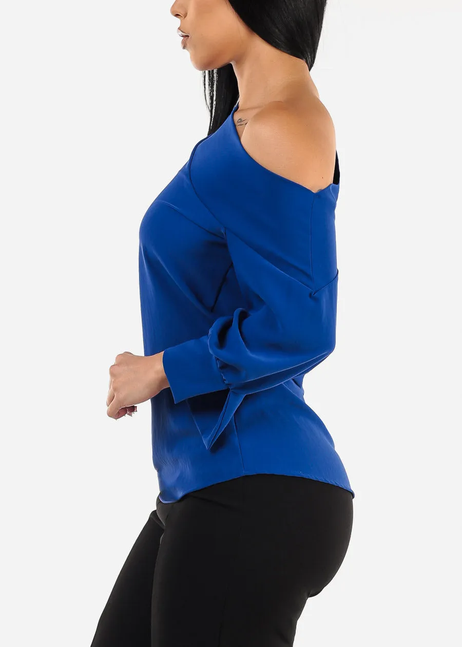Asymmetrical One Shoulder Blouse Royal Blue sold by Moda product image thumbnail 3