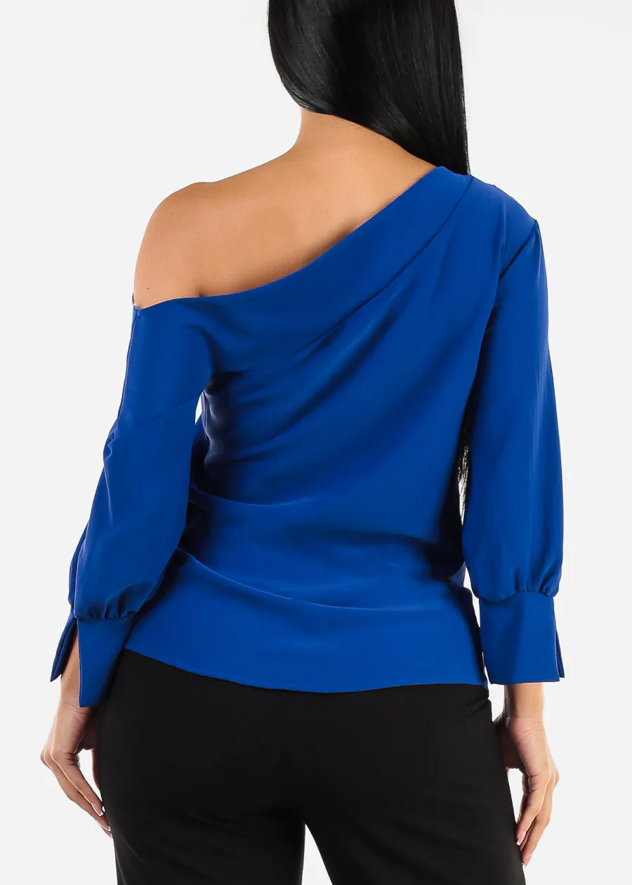 Asymmetrical One Shoulder Blouse Royal Blue sold by Moda product image thumbnail 4