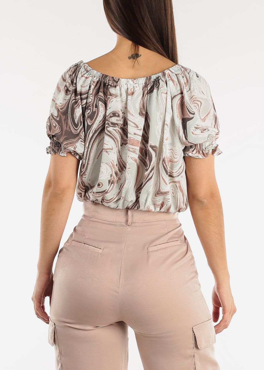 Off Shoulder Marble Print Top w Tassel Detail sold by Moda product image thumbnail 4