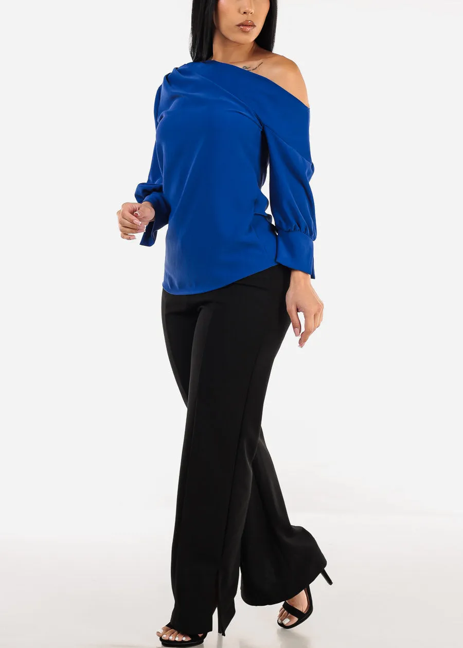 Asymmetrical One Shoulder Blouse Royal Blue sold by Moda product image thumbnail 2
