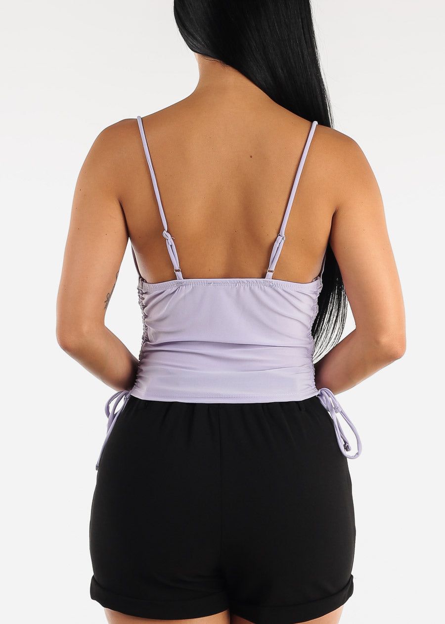 Lilac Sleeveless Side Ruched Tank Top sold by Moda product image thumbnail 4