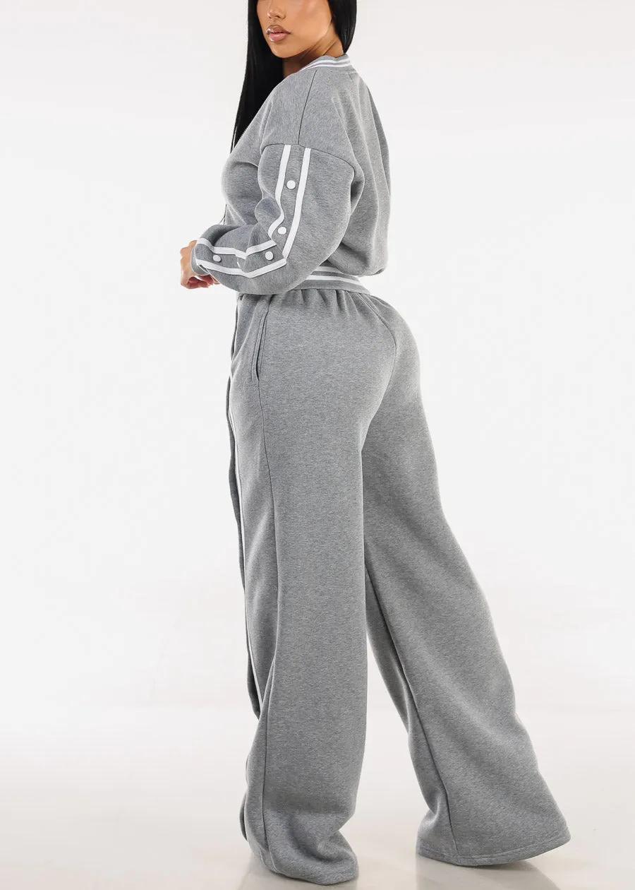 Drawstring Waist Wide Leg Fleece Sweatpants Grey sold by Moda product image thumbnail 5