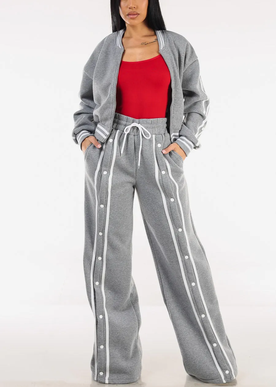 Drawstring Waist Wide Leg Fleece Sweatpants Grey sold by Moda product image thumbnail 2