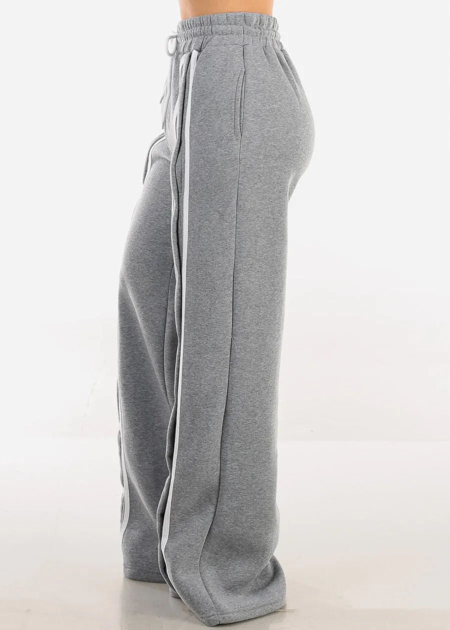 Drawstring Waist Wide Leg Fleece Sweatpants Grey sold by Moda product image thumbnail 3
