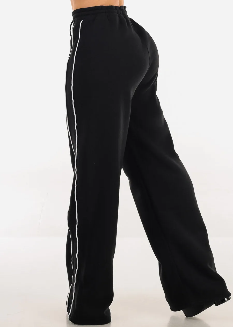 High Waisted Wide Leg Fleece Sweatpants Black sold by Moda product image thumbnail 4