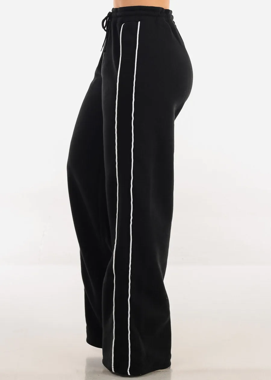 High Waisted Wide Leg Fleece Sweatpants Black sold by Moda product image thumbnail 3