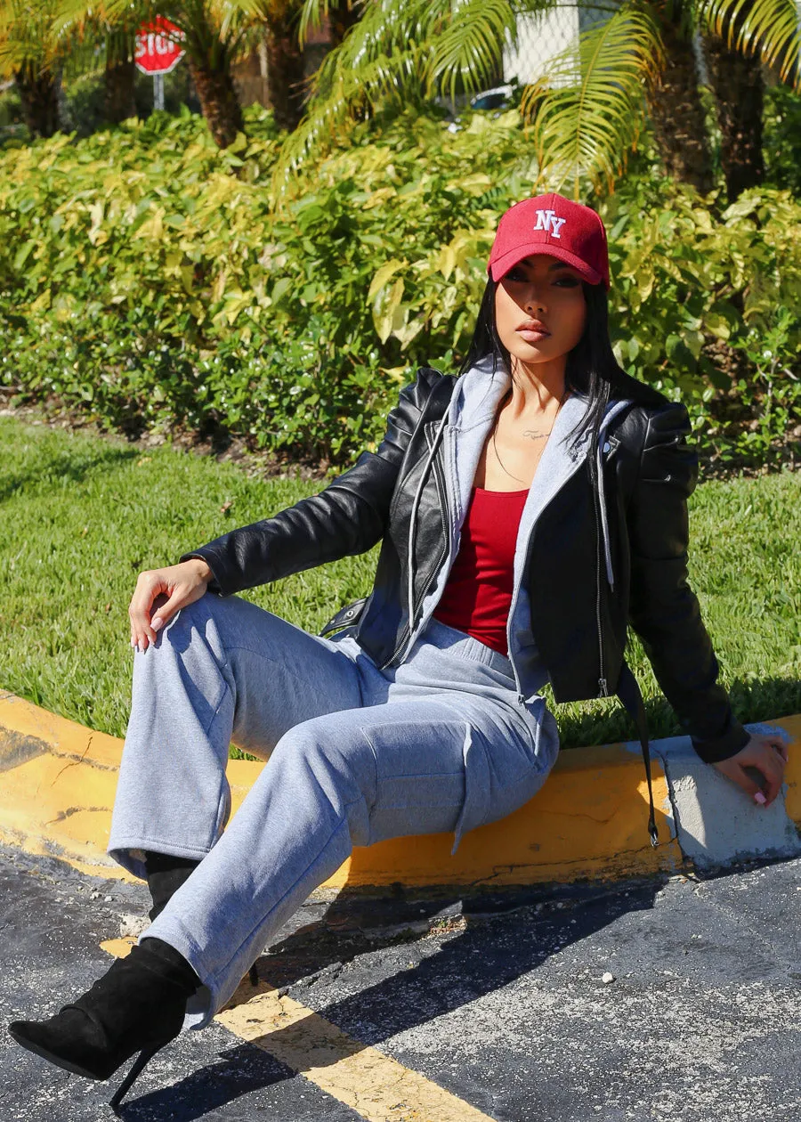 Cropped Fleece Zip Up Hoodie Grey sold by Moda product image thumbnail 3