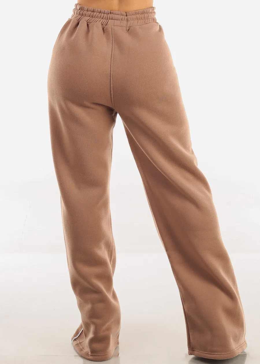 High Waisted Wide Leg Fleece Sweatpants Mocha sold by Moda product image thumbnail 4