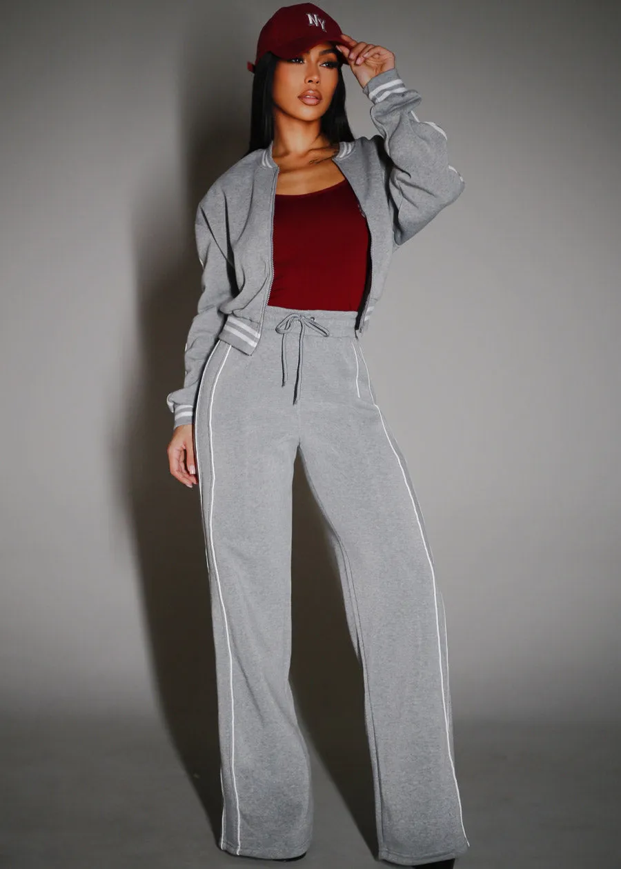 Long Sleeve Fleece Bomber Jacket Grey sold by Moda product image thumbnail 2