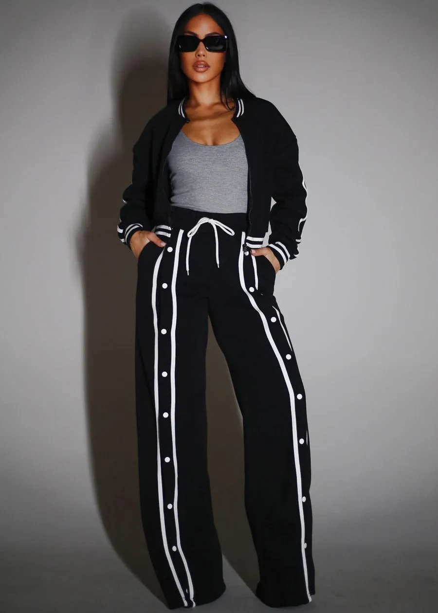 Drawstring Waist Wide Leg Fleece Sweatpants Black sold by Moda product image thumbnail 2