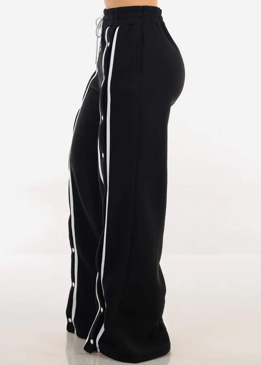 Drawstring Waist Wide Leg Fleece Sweatpants Black sold by Moda product image thumbnail 3