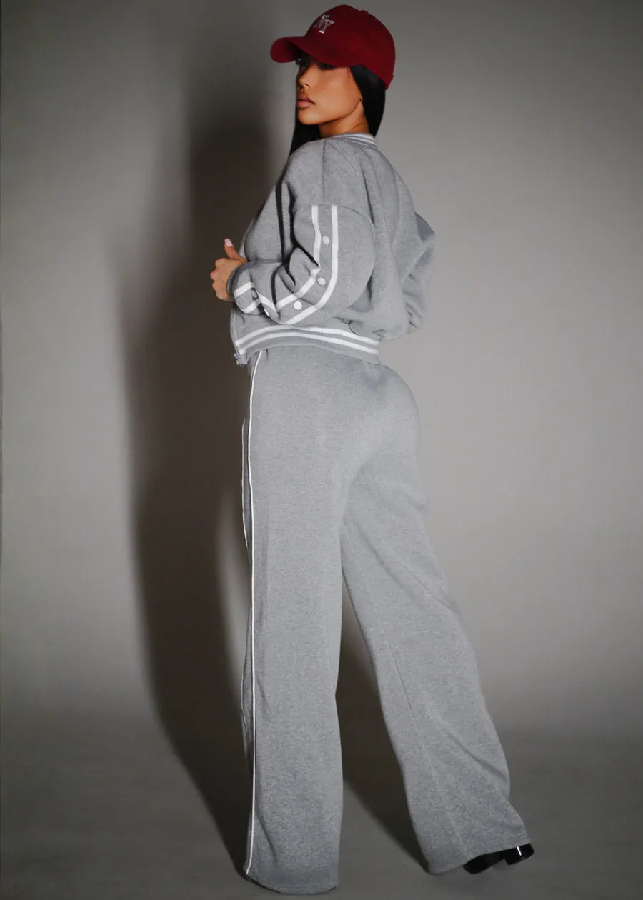 High Waisted Wide Leg Fleece Sweatpants Grey sold by Moda product image thumbnail 5