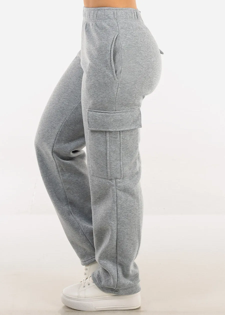 High Waist Relaxed Fit Utility Fleece Sweatpants Grey sold by Moda product image thumbnail 5