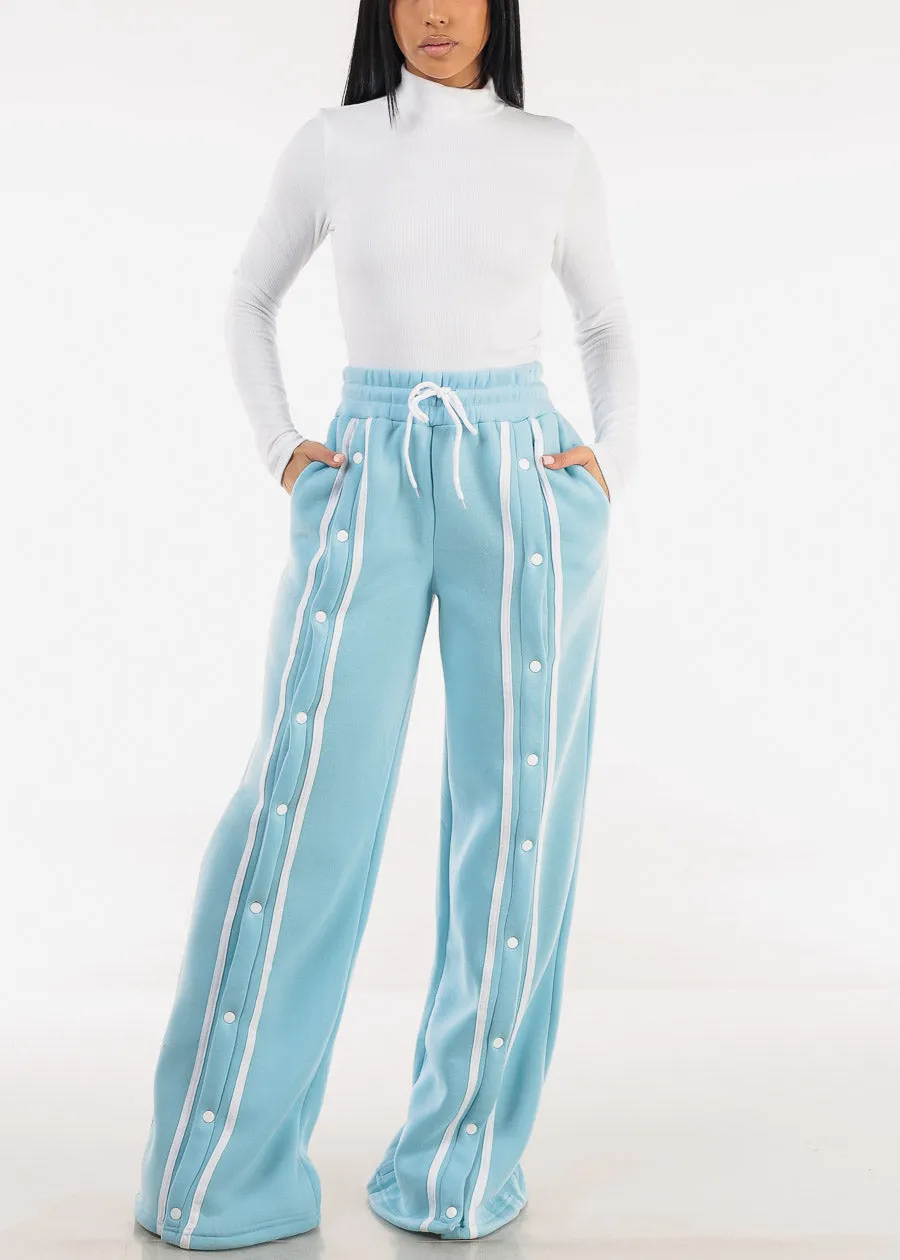 Drawstring Waist Wide Leg Fleece Sweatpants Light Blue sold by Moda product image thumbnail 2