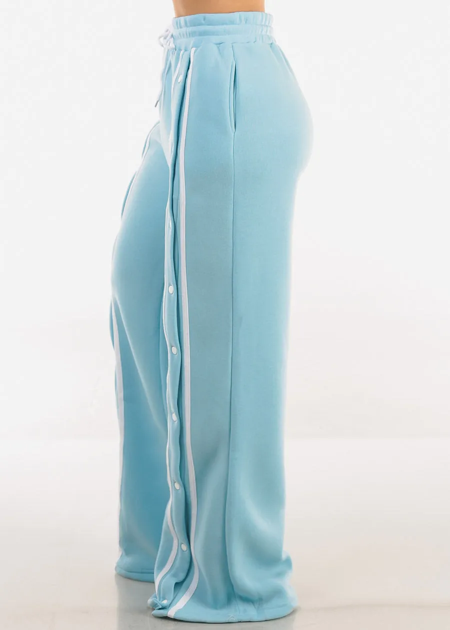 Drawstring Waist Wide Leg Fleece Sweatpants Light Blue sold by Moda product image thumbnail 3