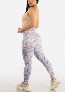 High Waisted Tie Dye Activewear Leggings Purple sold by Moda