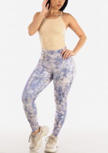 High Waisted Tie Dye Activewear Leggings Purple sold by Moda