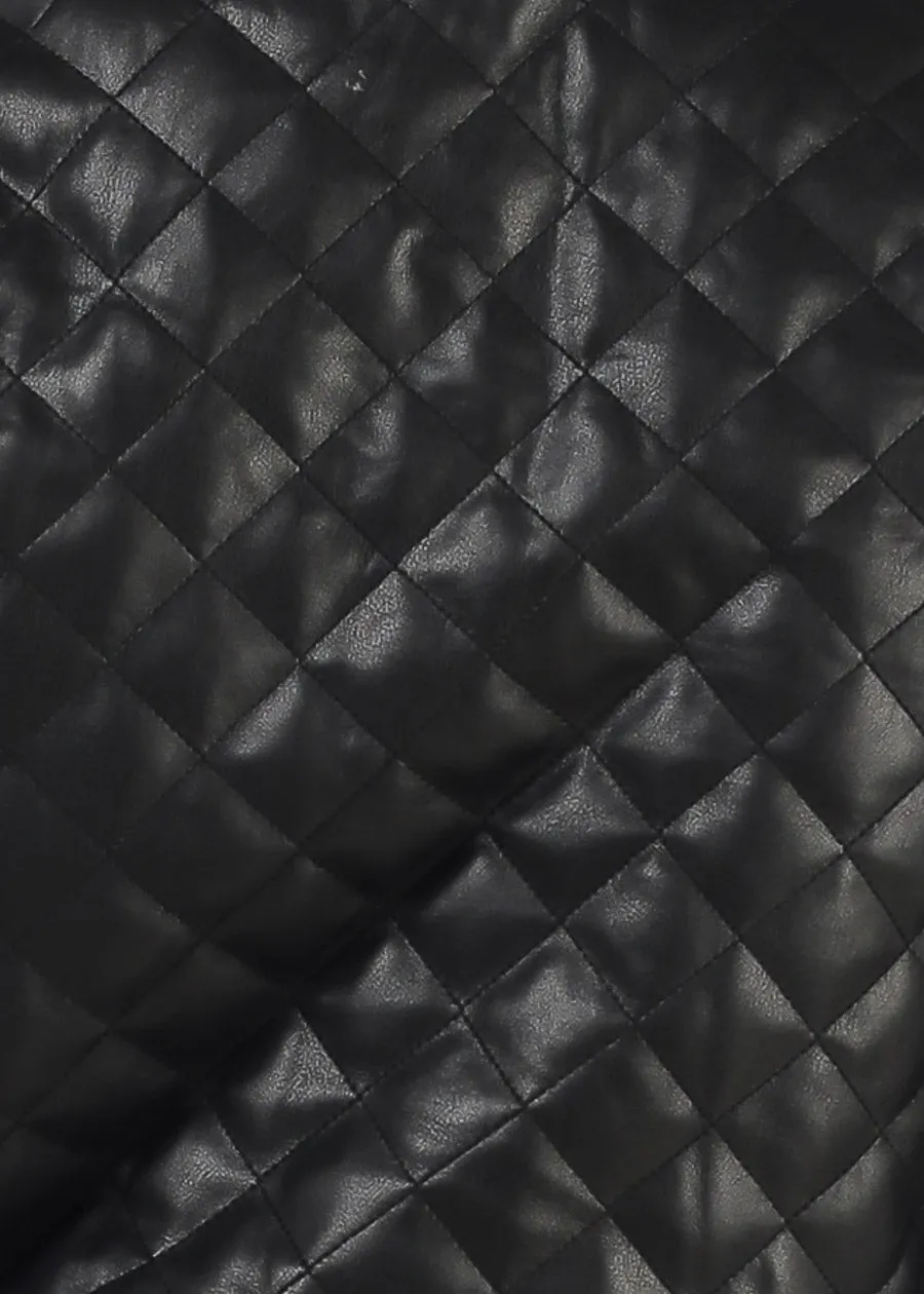 Quilted Vegan Leather Zip Up Jacket Black sold by Moda product image thumbnail 5