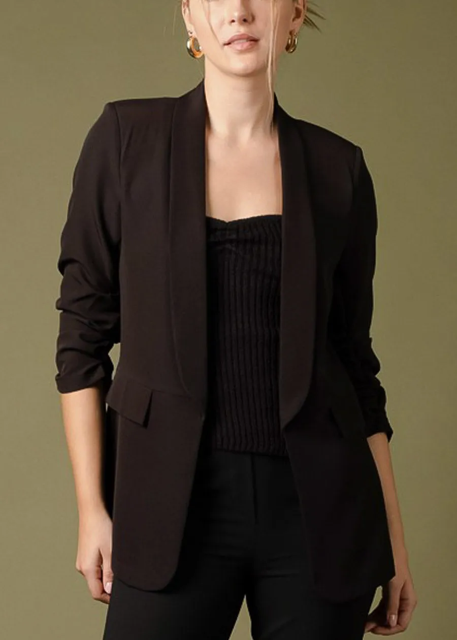 Quarter Sleeve Open Front Blazer Black sold by Moda product image thumbnail 5