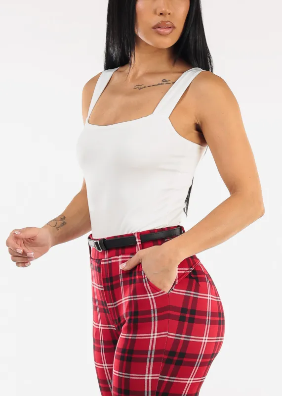 Sleeveless Square Neck Stretchy Top White sold by Moda