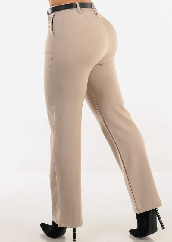 Butt Lift Super High Waist Stretch Bootcut Dress Pants Taupe sold by Moda