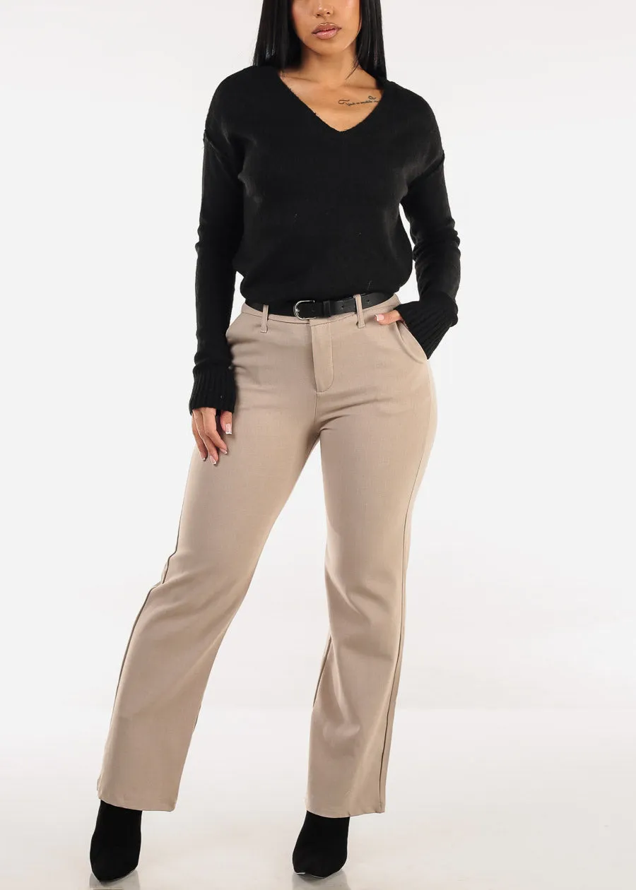 Butt Lift Super High Waist Stretch Bootcut Dress Pants Taupe sold by Moda product image thumbnail 2