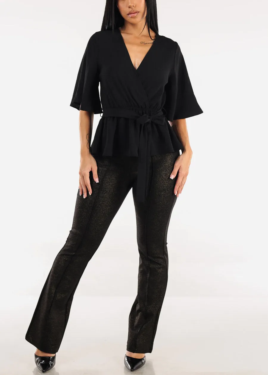 Butt Lift Stretch Glittery Flared Dress Pants Black sold by Moda product image thumbnail 2