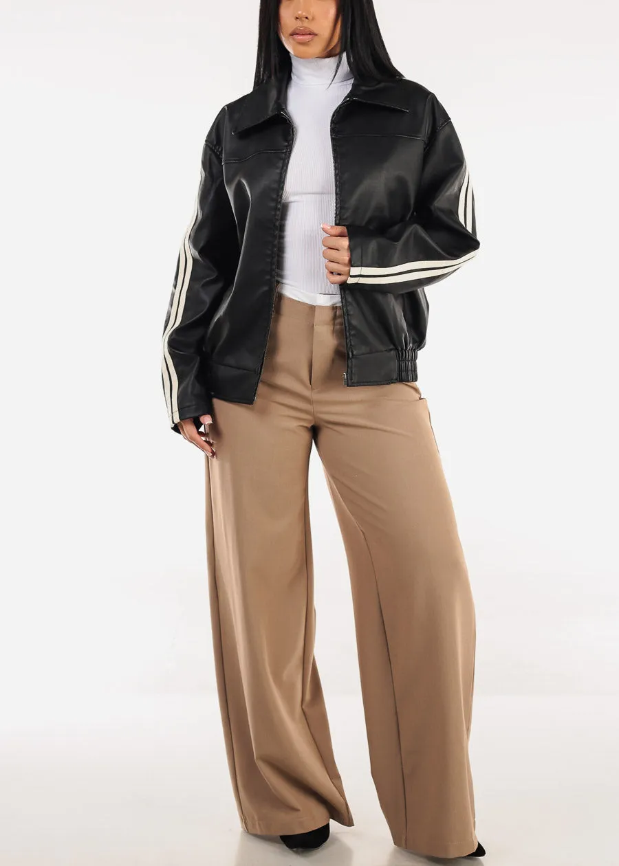 Long Sleeve Zip Up Vegan Leather Black Jacket sold by Moda product image thumbnail 2