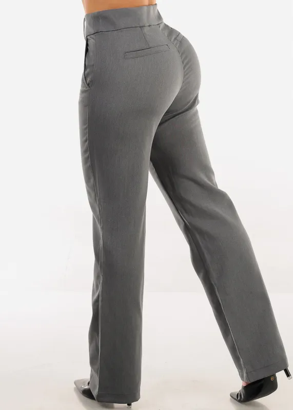 Butt Lift Super High Waisted Bootcut Dress Pants Grey sold by Moda
