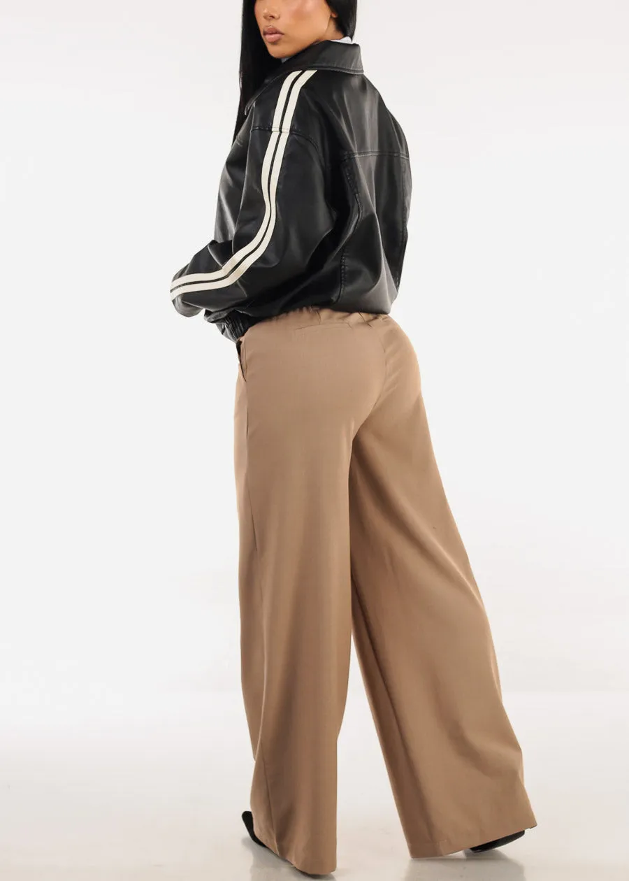 Super High Waist Stretch Wide Leg Dress Pants Light Brown sold by Moda product image thumbnail 5