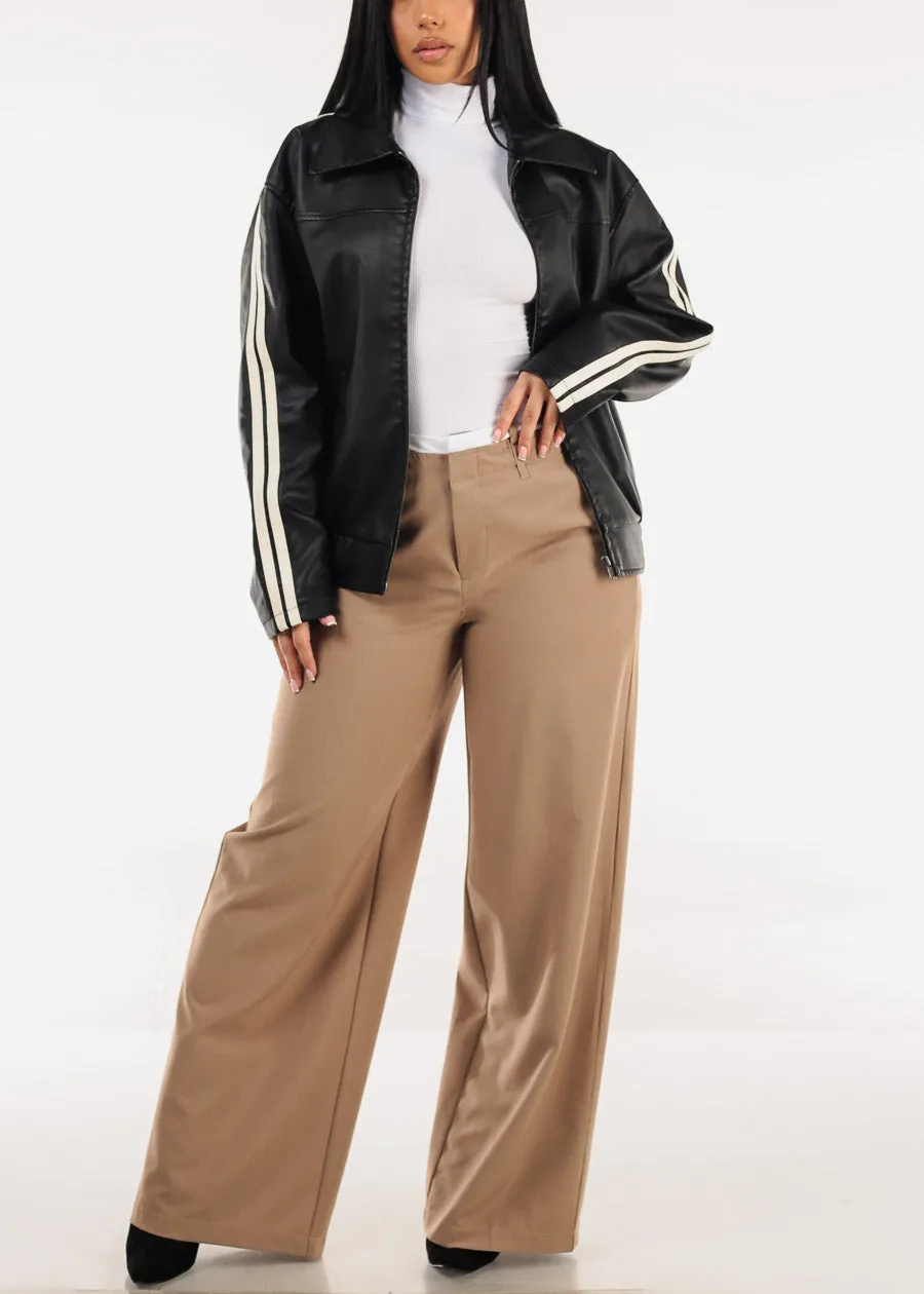 Super High Waist Stretch Wide Leg Dress Pants Light Brown sold by Moda product image thumbnail 2