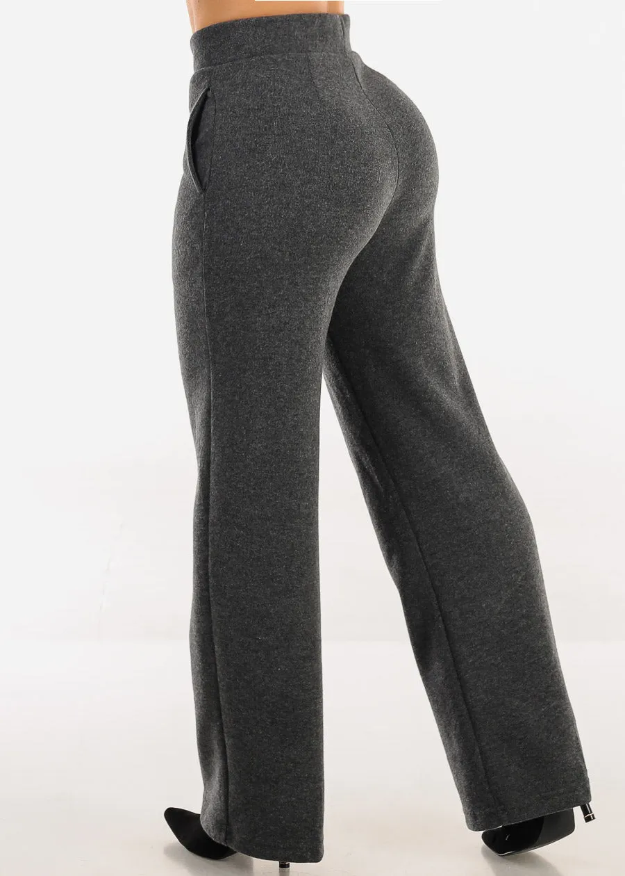 Butt Lift Soft Super High Waist Wide Leg Stretch Pants Charcoal sold by Moda